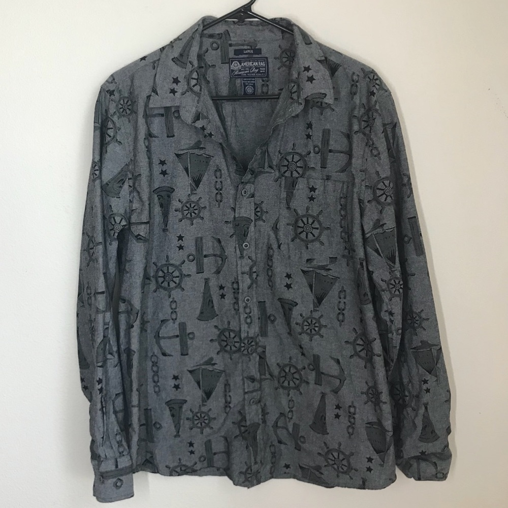 AMERICAN RAG Nautical Button Down Shirt. Men’s L